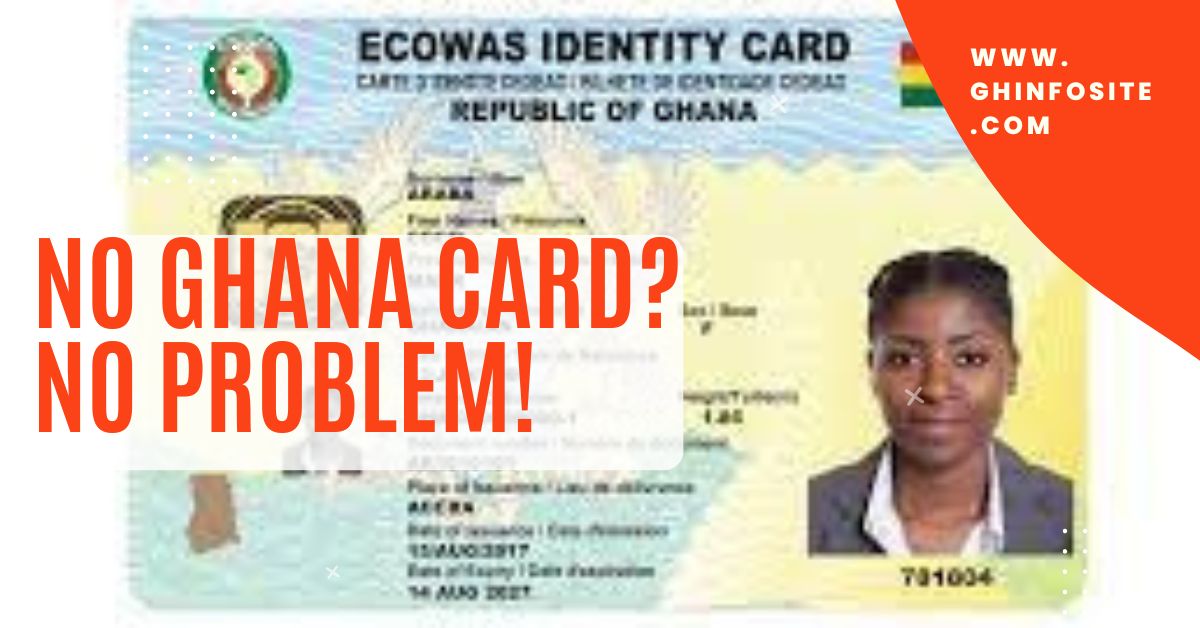 I need to register for my taxes as soon as possible, but I do not have a Ghana Card. What should I do?